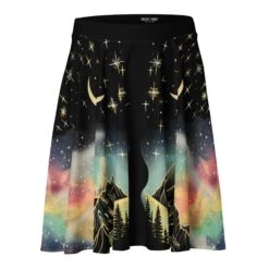 Starlit Wanderer Skater Skirt -Rogue & Wolf Shop all over print skater skirt white front 67fce3d8adb3e