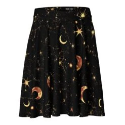 Moonchant Skater Skirt -Rogue & Wolf Shop all over print skater skirt white front 67fd2cd0a7ddc