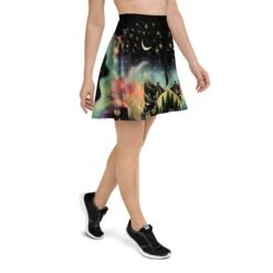 Starlit Wanderer Skater Skirt -Rogue & Wolf Shop all over print skater skirt white right 67fce3d8ade0d