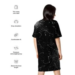 Constellation Tee Dress -Rogue & Wolf Shop all over print t shirt dress white back 653215a46322d