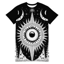 The Cosmos Awakens Tee Dress -Rogue & Wolf Shop all over print t shirt dress white front 651fafb2cdecd