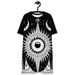 The Cosmos Awakens Tee Dress -Rogue & Wolf Shop all over print t shirt dress white front 651fbd18da731