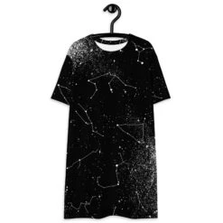 Constellation Tee Dress -Rogue & Wolf Shop all over print t shirt dress white front 653215a463041