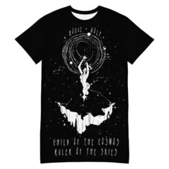 Child Of The Cosmos Tee Dress 17 Child Of The Cosmos Tee Dress -Rogue & Wolf Shop all over print t shirt dress white front 653216ef17b6c