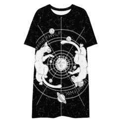 Purr Nebula Tee Dress -Rogue & Wolf Shop all over print t shirt dress white front 65321871954b2