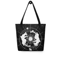 Purr Nebula Tote Bag -Rogue & Wolf Shop all over print tote black 15x15 front 6538b2ddea9f6