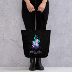 Crystal Queen Tote Bag -Rogue & Wolf Shop all over print tote black 15x15 mockup 6532183dc9ee2