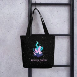 Crystal Queen Tote Bag -Rogue & Wolf Shop all over print tote black 15x15 mockup 6532183dc9f5a