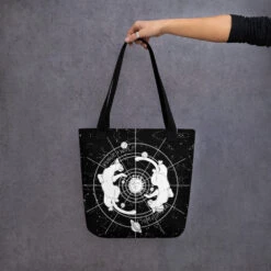 Purr Nebula Tote Bag -Rogue & Wolf Shop all over print tote black 15x15 mockup 6538b2ddeab2a
