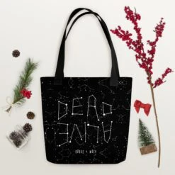 Dead Or Alive Tote Bag -Rogue & Wolf Shop all over print tote black 15x15 mockup 6538b35ce7bcd