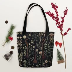 Witches' Broomsticks Tote Bag -Rogue & Wolf Shop all over print tote black 15x15 mockup 6553881e1c1b4