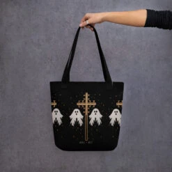 Holy Spirits Tote Bag -Rogue & Wolf Shop all over print tote black 15x15 mockup 65538853ba4b9