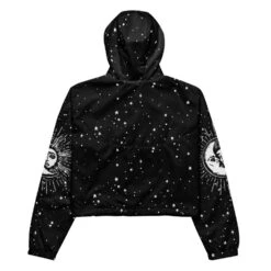 Astral Cropped Windbreaker -Rogue & Wolf Shop all over print womens cropped windbreaker black back 65b7cada68176