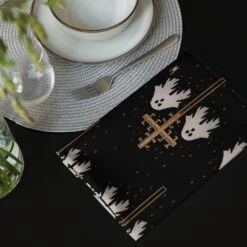 Holy Spirits Cloth Napkin Set -Rogue & Wolf Shop cloth napkin set 4 white front 65795df1d6490