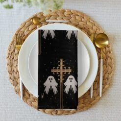 Holy Spirits Cloth Napkin Set -Rogue & Wolf Shop cloth napkin set 4 white front 65795df1d6621