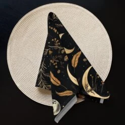 Moonlit Botanica Cloth Napkin Set -Rogue & Wolf Shop cloth napkin set 4 white front 65795e80dfefb