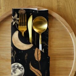 Moonlit Botanica Cloth Napkin Set -Rogue & Wolf Shop cloth napkin set 4 white front 65795e80e019e