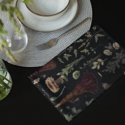 Witches' Broomsticks Cloth Napkin Set -Rogue & Wolf Shop cloth napkin set 4 white front 65795ea492c2e