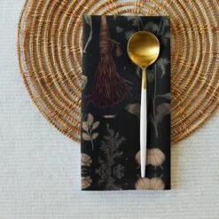 Witches' Broomsticks Cloth Napkin Set -Rogue & Wolf Shop cloth napkin set 4 white front 65795ea492d1e