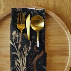 Witches' Broomsticks Cloth Napkin Set -Rogue & Wolf Shop cloth napkin set 4 white front 65795ea492fe9