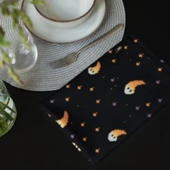 Stargazin’ Spectres Cloth Napkin Set -Rogue & Wolf Shop cloth napkin set 4 white front 65795ee45ba55