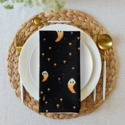 Stargazin’ Spectres Cloth Napkin Set -Rogue & Wolf Shop cloth napkin set 4 white front 65795ee45c852