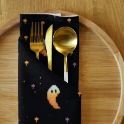 Stargazin’ Spectres Cloth Napkin Set -Rogue & Wolf Shop cloth napkin set 4 white front 65795ee45c946