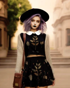 Autumn Memoir Short Sleeve Crop Top 11 Autumn Memoir Short Sleeve Crop Top -Rogue & Wolf Shop leavesSkirt 02