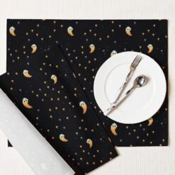 Stargazin’ Spectres Placemat Set -Rogue & Wolf Shop placemat set 4 white front 657959c77f10c