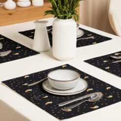 Stargazin’ Spectres Placemat Set -Rogue & Wolf Shop placemat set 4 white front 657959c77f18f