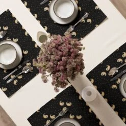 Spooky Soirée Placemat Set -Rogue & Wolf Shop placemat set 4 white front 657959fd3532c