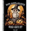 Hoots, Haunts, And Hexes Spiral Notebook -Rogue & Wolf Shop spiral notebook white front 651d494b8b4f9