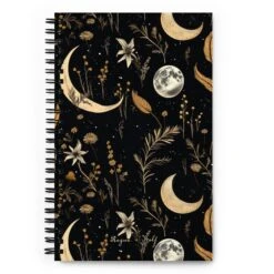 Moonlit Botanica Spiral Notebook -Rogue & Wolf Shop spiral notebook white front 65799490eea2b