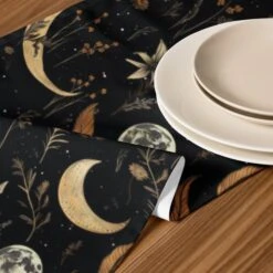 Moonlit Botanica Table Runner -Rogue & Wolf Shop table runner white front 657963ed60a59