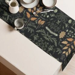 Autumn Memoir Table Runner -Rogue & Wolf Shop table runner white front 65796406ccd3c