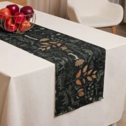 Autumn Memoir Table Runner -Rogue & Wolf Shop table runner white front 65796406cce08