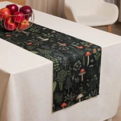 Foraging Table Runner -Rogue & Wolf Shop table runner white front 65796435bf887